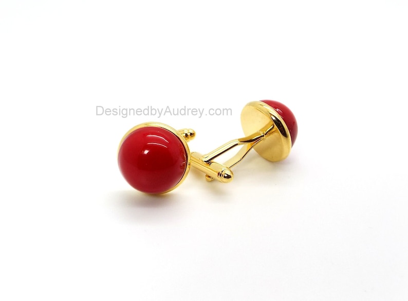 Red Pearl Cufflinks Red South Sea Shell Pearl Cufflinks Red Cufflinks image 7