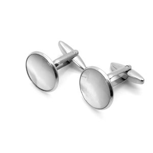 White Pearl Cufflinks White Mother of Pearl Cufflinks, White Cufflinks 16mm and 18mm Round 16mm Ant Silver