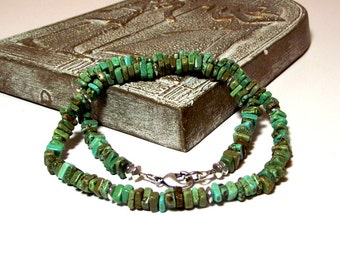 Men’s Green and Brown Magnesite Necklace - Green and Brown Men's Beaded Necklace - Green and Brown Necklace