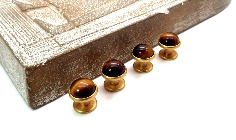 Brown Tuxedo Shirt Studs Brown Tigers Eye Tuxedo Shirt Studs image 5