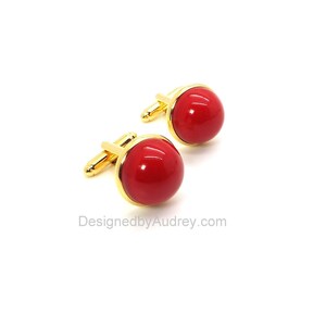 Red Pearl Cufflinks Red South Sea Shell Pearl Cufflinks Red Cufflinks image 4