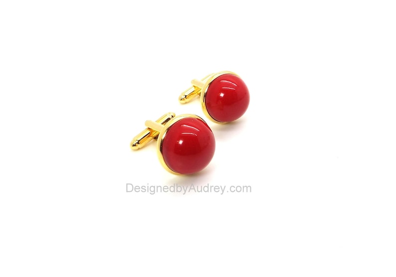 Red Pearl Cufflinks Red South Sea Shell Pearl Cufflinks Red Cufflinks image 4