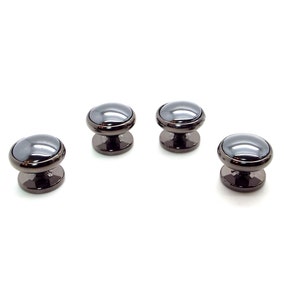 Hematite and Gunmetal Tuxedo Stud Set – Deep Gray Shirt Studs – Hematite Tuxedo Shirt Studs