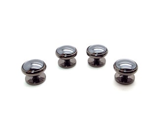 Hematite and Gunmetal Tuxedo Stud Set – Deep Gray Shirt Studs – Hematite Tuxedo Shirt Studs