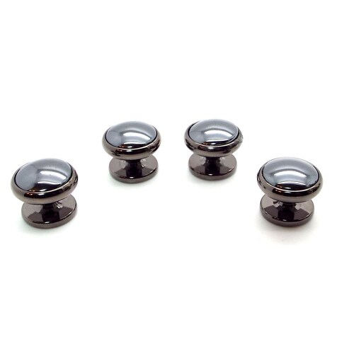 Hematite and Gunmetal Tuxedo Stud Set – Deep Gray Shirt Studs – Hematite Tuxedo Shirt Studs