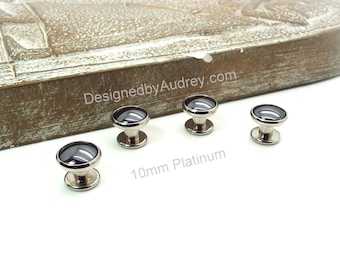 Hematite Tuxedo Stud Set – Deep Gray Shirt Studs – Hematite Tuxedo Shirt Studs