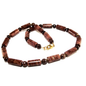 Brown Necklace - Au Chocolat - Men’s Brown Necklace Featuring Brown Zebra Jasper and Brown Sun Jasper – Men&#39;s Brown Necklace
