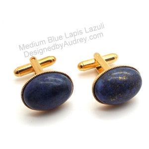 Blue Cufflinks Midnight Sea Lapis Lazuli Cufflinks Deep Blue Lapis Lazuli Oval Cufflinks image 9
