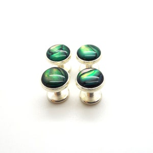 Emerald Green Paua Shell Tuxedo Shirt Studs Green Paua Shell Tuxedo Shirt Studs Green Tuxedo Shirt Studs 8mm Silver Plated