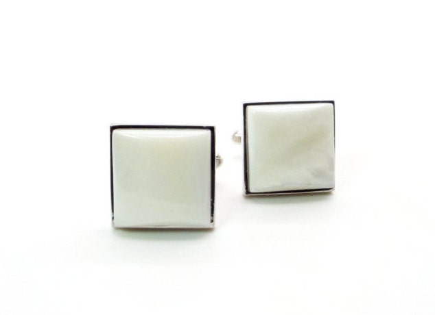 White Pearl Cufflinks - Be Square White Mother of Pearl