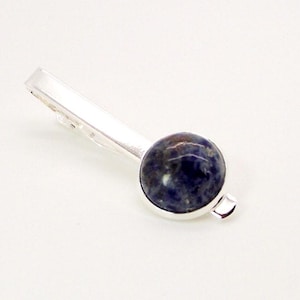 Blue Tie Clip - Blue Sodalite Tie Clip - Blue Tie Bar