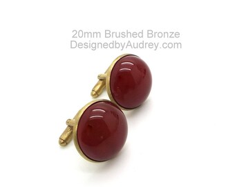 Boutons de manchette rouges - Boutons de manchette agate rouge