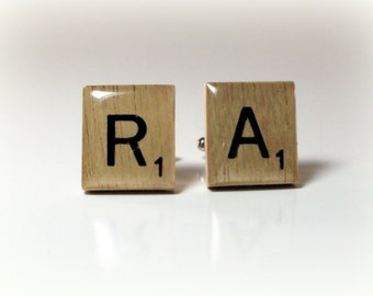 Scrabble Tile Cufflinks - Initial Cufflinks - Personalized Letter Cufflinks - Mens Cufflinks - Custom Cufflinks