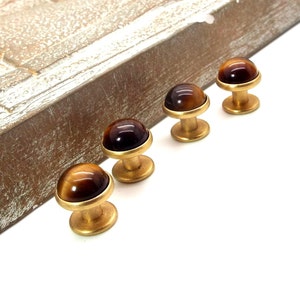 Brown Tuxedo Shirt Studs Brown Tigers Eye Tuxedo Shirt Studs image 3