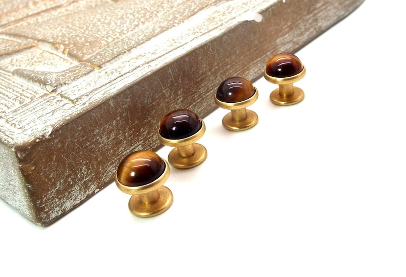 Brown Tuxedo Shirt Studs Brown Tigers Eye Tuxedo Shirt Studs image 3