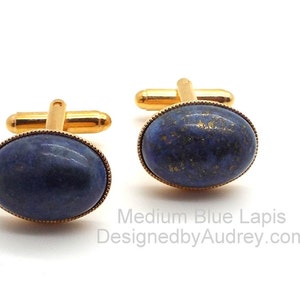 Blue Cufflinks Midnight Sea Lapis Lazuli Cufflinks Deep Blue Lapis Lazuli Oval Cufflinks Medium Blue Lapis