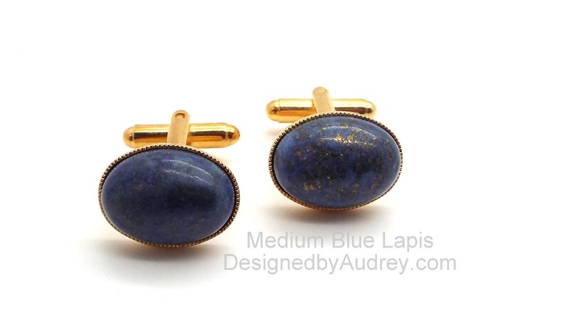 Blue Cufflinks Midnight Sea Lapis Lazuli Cufflinks Deep Blue Lapis Lazuli Oval Cufflinks Medium Blue Lapis