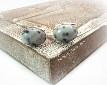 White Cufflinks - Colorful Kiwi Jasper Cufflinks II - Kiwi Jasper Cufflinks