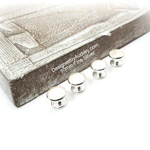 White Mother of Pearl Tuxedo Shirt Studs – White Pearl Tuxedo Shirt Studs – White Tuxedo Shirt Studs 10mm fine silver - S
