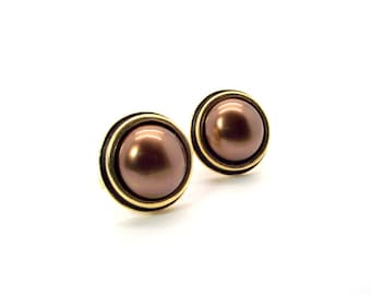 Brown Cufflinks - Chocolate Brown Pearl Cufflinks - Brown Pearl Cufflinks - Brown South Sea Shell Pearl Cufflinks