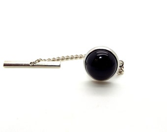 Onyx Tie Tac - Zwart Onyx Tie Tac - Black Tie Tac met ketting - Black Tie Tack