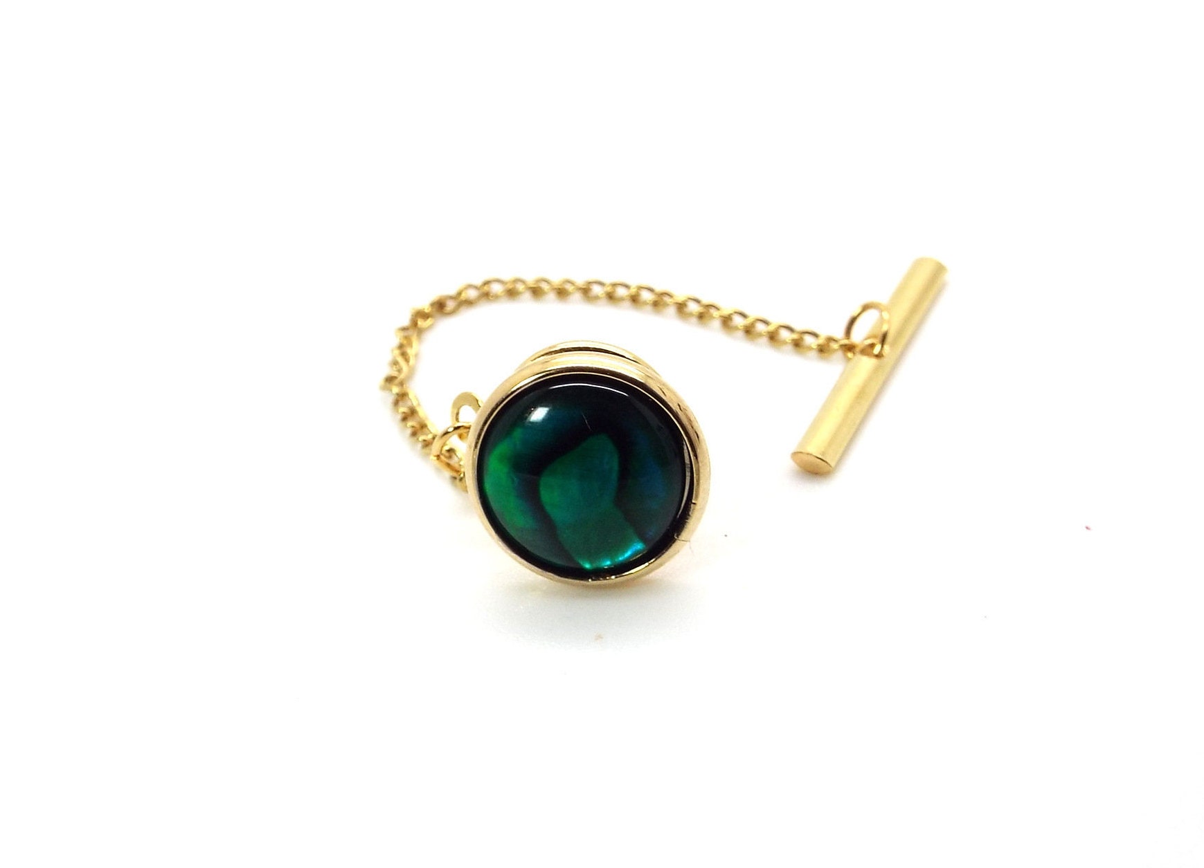 Green Tie Tac - Emerald Green Paua Shell Tie Tac - Green Tie Tack - Etsy