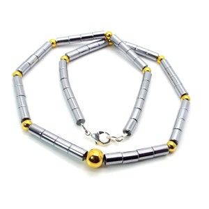 Silver Hematite Mens Necklace Silver and Gold Mens Necklace Mens Hematite Necklace image 4