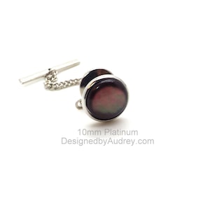 Black Pearl Tie Tac - Black Mother of Pearl Tie Tac with Chain - Black Tie Tack