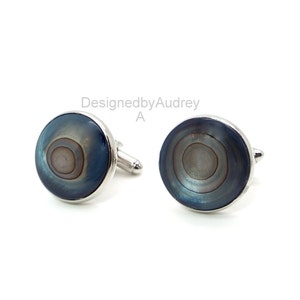 Blaue Abalone Manschettenknöpfe – Stahlblaue Abalone Manschettenknöpfe – Tiefblaue Abalone Manschettenknöpfe