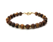 Mens Brown Bracelet Featuring Matted Brown Tigers Eye – Mens Brown Tigers Eye Bracelet – Mens Brown Bracelet
