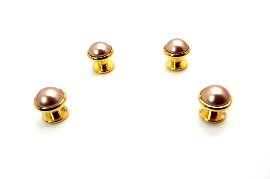 Rose Gold Tuxedo Shirt Studs Pink Pearl Tuxedo Shirt Studs Etsy