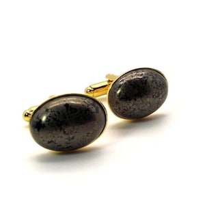 Pyrite Cufflinks - Oval Pyrite Cufflinks - Fool&#39;s Gold II Cufflinks