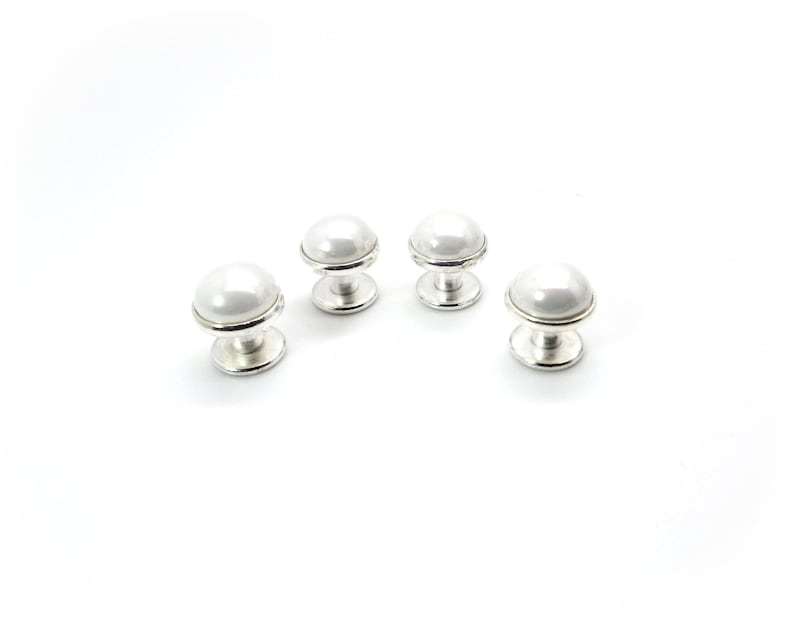 Winter Frost - White Pearl Tuxedo Shirt Studs – White Tuxedo Shirt Studs image 4
