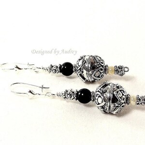 Black and Silver Earrings - Soft and Lovely Silver and Black Earrings