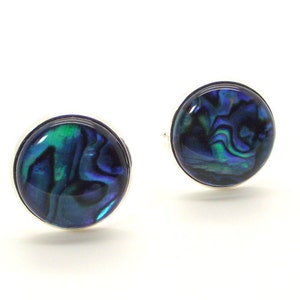 Paua Muschel Manschettenknöpfe - Tiefblaue See Paua Muschel Manschettenknöpfe - Blau Manschettenknöpfe
