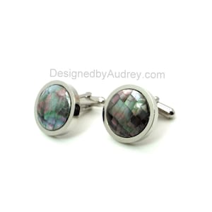 Black Cufflinks – Black Mother of Pearl Cufflinks – Black Crackle Mother of Pearl Cufflinks – Pearl Cufflinks
