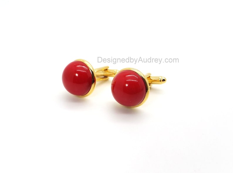 Red Pearl Cufflinks Red South Sea Shell Pearl Cufflinks Red Cufflinks image 6