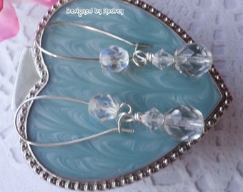 Crystal Earrings - Crystal Clear Sparkle Swarovski Triple Gem  Earrings