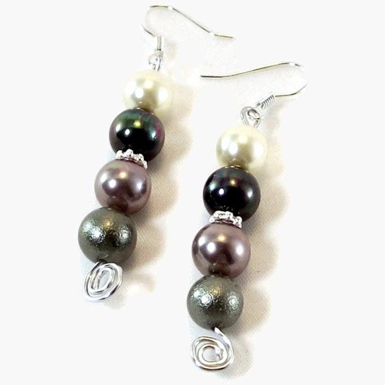 Black and White Necklace Set Black and White Pearl Necklace Etsy