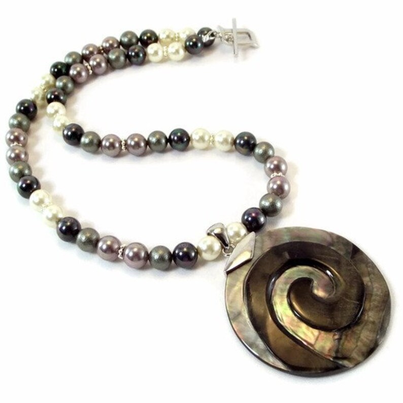 Black and White Necklace Set Black and White Pearl Necklace Etsy