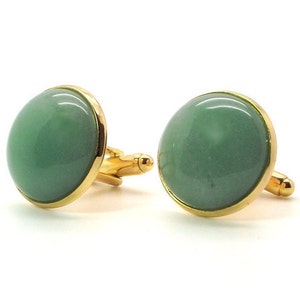 Green Aventurine Cufflinks - 20mm Round Green Cufflinks - Green Cufflinks