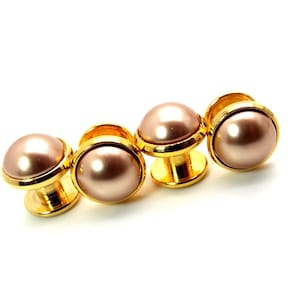 Rose Gold Tuxedo Shirt Studs – Pink Pearl Tuxedo Shirt Studs – Pink Tuxedo Shirt Studs