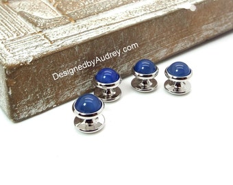 Blue Tuxedo Shirt Studs – Blue Onyx Tuxedo Shirt Studs – 8mm Blue Onyx Tuxedo Shirt Studs