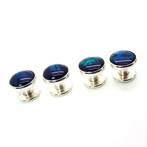 Blue Tuxedo Shirt Studs - Blue Paua Shell Tuxedo Shirt Studs – Deep Blue Paua Shell Tuxedo Shirt Studs