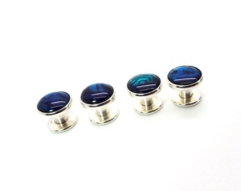 Blue Tuxedo Shirt Studs - Blue Paua Shell Tuxedo Shirt Studs – Deep Blue Paua Shell Tuxedo Shirt Studs