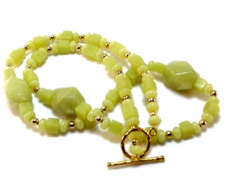 Green Necklace - Green Jade Necklace and Earring Set - Jade Necklace and Earring Set - Olive Jade Necklace and Earring Set