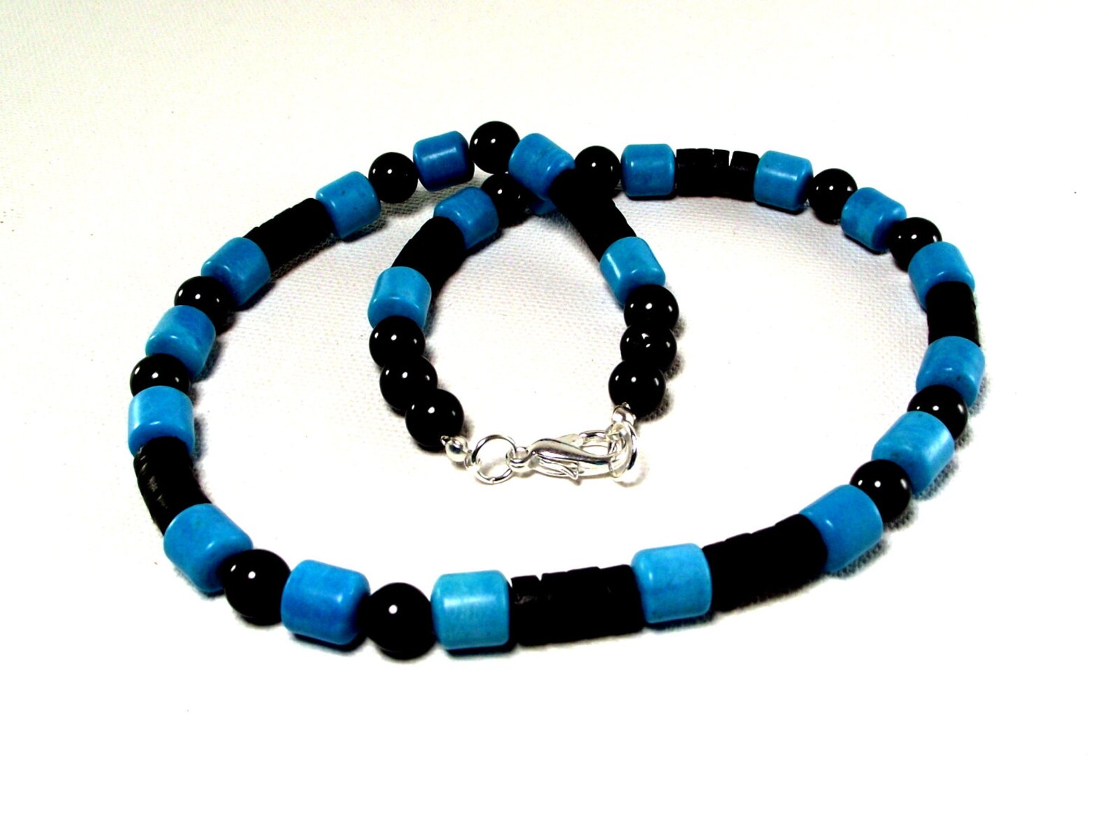 Men's Black and Blue Necklace Mens Turquoise and Black Etsy