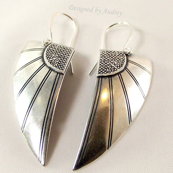 Silver Earrings - Egyptian Wings of Love Earrings - Silver Wing Earrings