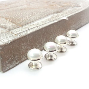 Winter Frost - White Pearl Tuxedo Shirt Studs – White Tuxedo Shirt Studs