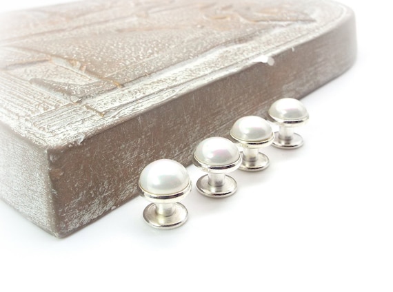 Winter Frost - White Pearl Tuxedo Shirt Studs – White Tuxedo Shirt Studs